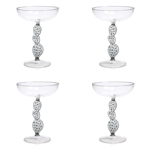 Climbing Cacti Cactus Tequila Cocktail Glasses, Set of 4- Smoke Grey For Sale - Image 4 of 4