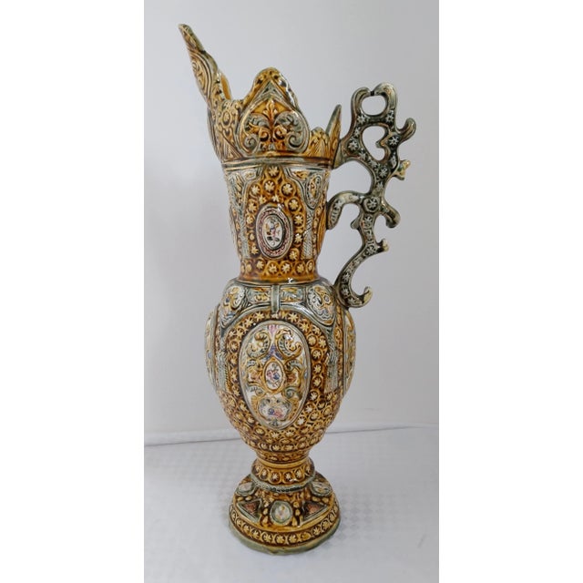 Large Italian Ornate Majolica Jug, 1960s For Sale - Image 6 of 11