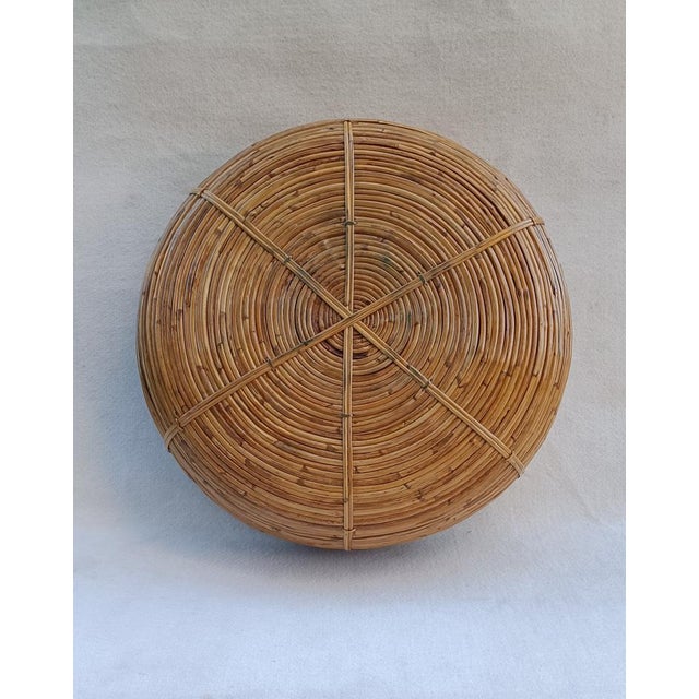 Large Wicker Basket with Brass Edge, 1970s For Sale - Image 4 of 10