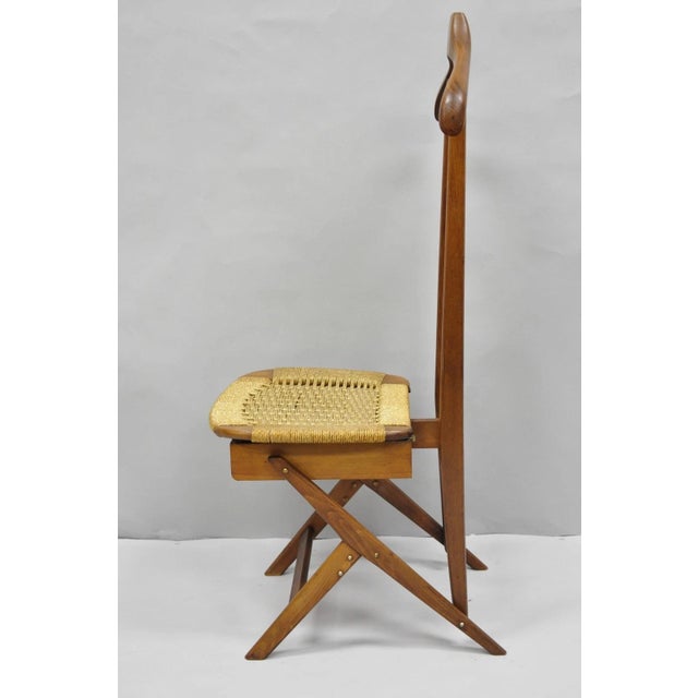 Vintage Mid Century Italian Modern Beech Wood Clothing Valet Chair Seat (A) For Sale - Image 12 of 18