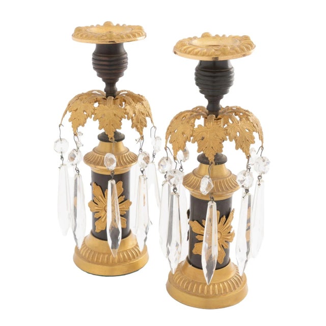 English Regency Candlesticks With Crystal Lusters (1800) For Sale - Image 4 of 10