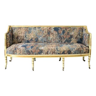 19th Century Dutch Painted Parcel Gilt Settee with New Upholstery For Sale