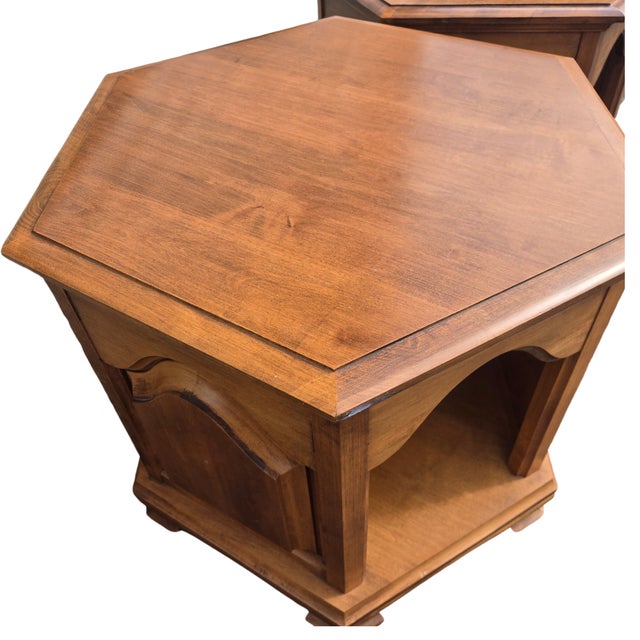 Boho Solid Rock Maple Nightstands- A Pair For Sale - Image 11 of 14