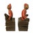 Mid-Century Modern Vintage 1950s Alexander Backer Chalkware Pixie Elf Bookends Pair - Original Sticker & Felt For Sale - Image 3 of 7