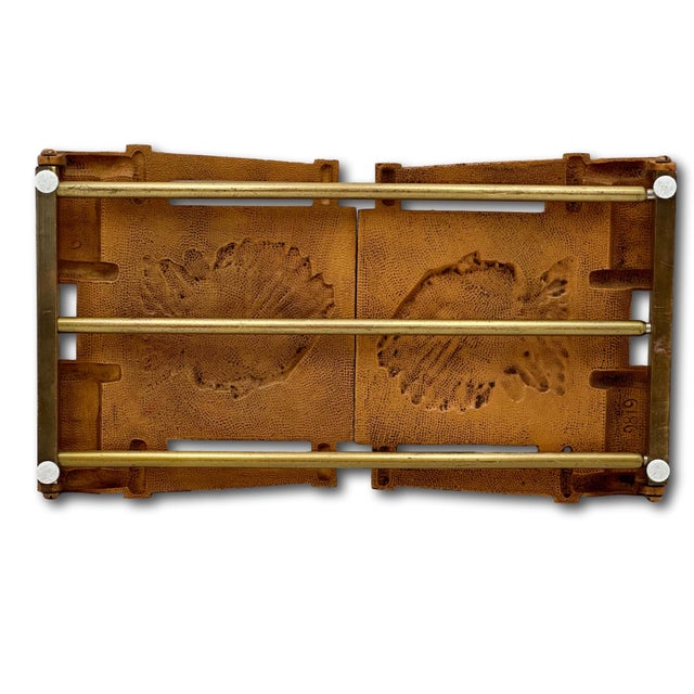 Sienna Unusual Antique 1910s Cast Iron American Indian Motif Telescoping Adjustable Size Bookend Rack With Nice Original Paint For Sale - Image 8 of 18