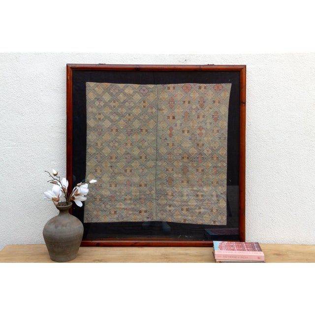 Navy Blue Hmong Heritage Antique Framed Baby Carrier For Sale - Image 8 of 8