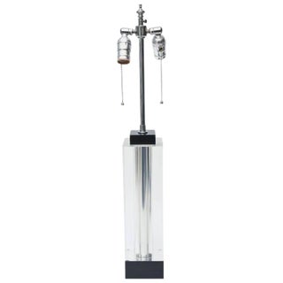 !990's Molini Southard Black and Clear Lucite Column Table or Desk Lamp For Sale