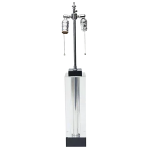 !990's Molini Southard Black and Clear Lucite Column Table or Desk Lamp