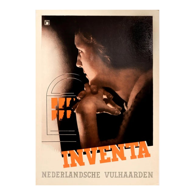 1946 Dutch Advertisement Carton - Inventa, Nederlandsche Vulhaarden (Fireplaces) For Sale