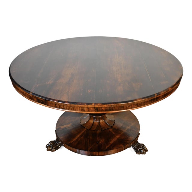 1840s Antique English Victorian Rosewood Tilt Top Table / Center Table For Sale