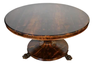 1840s Antique English Victorian Rosewood Tilt Top Table / Center Table