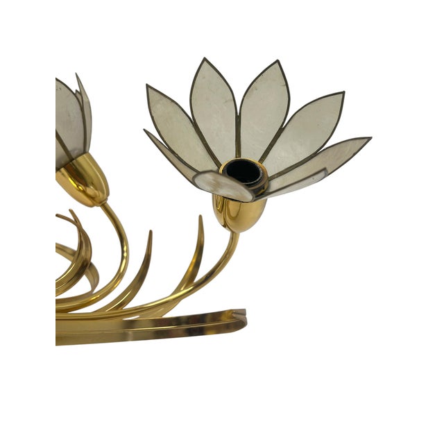 Brass and Lotus Flower Wall Lights by Sa Boulanger, 1960s, Set of 2 For Sale - Image 14 of 15