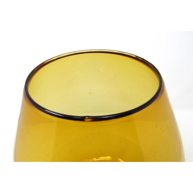 Empoli Large 12-Inch Italian Empoli Amber Glass Brandy Snifter - 1960s For Sale - Image 4 of 9
