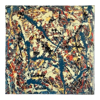 Vintage Boho Original Abstract Oil on Canvas For Sale