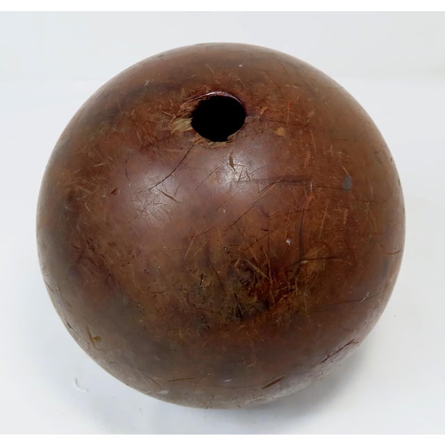 Antique Genuine Lignum Vitae Wood Two Finger Bowling Ball Chairish