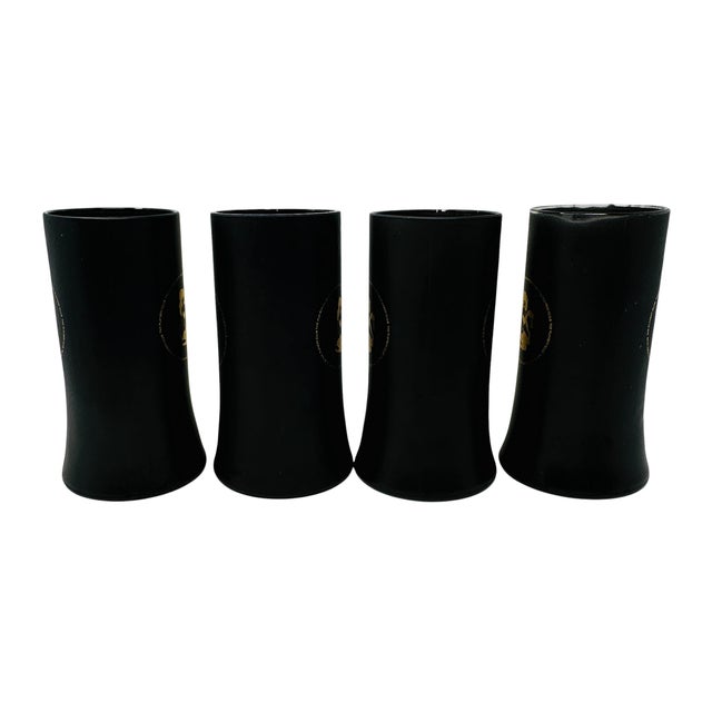 1960s the Playboy Club Matte Black & Gold Glass Beer Steins - Set of 4 For Sale - Image 10 of 14