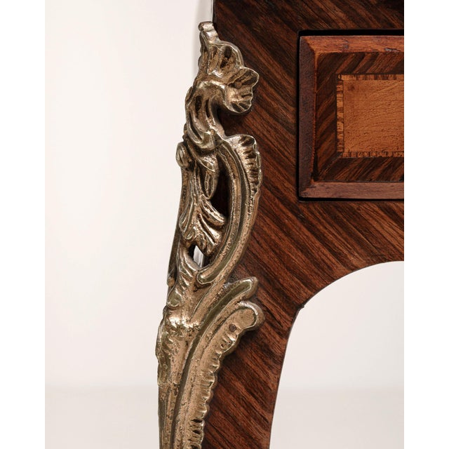 Wood Louis XV Secretary Desk with Brass Accents, Rococo Style, France, 19th Century For Sale - Image 7 of 18