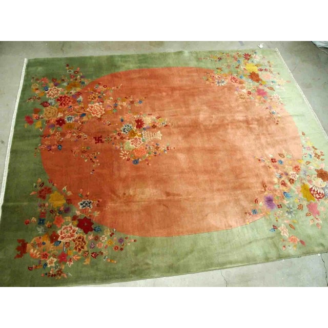 1920s Antique Handmade Art Deco Chinese Rug For Sale - Image 4 of 10