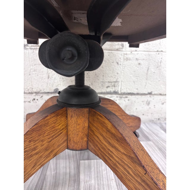 Antique Arts & Crafts Mission Style Quarter Sawn Tiger Oak Swivel Desk Chair For Sale In Kansas City - Image 6 of 8