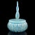 Beautiful vintage Murano hand blown blue, gold flecks and controlled bubbles Italian art glass powder / jewelry box....