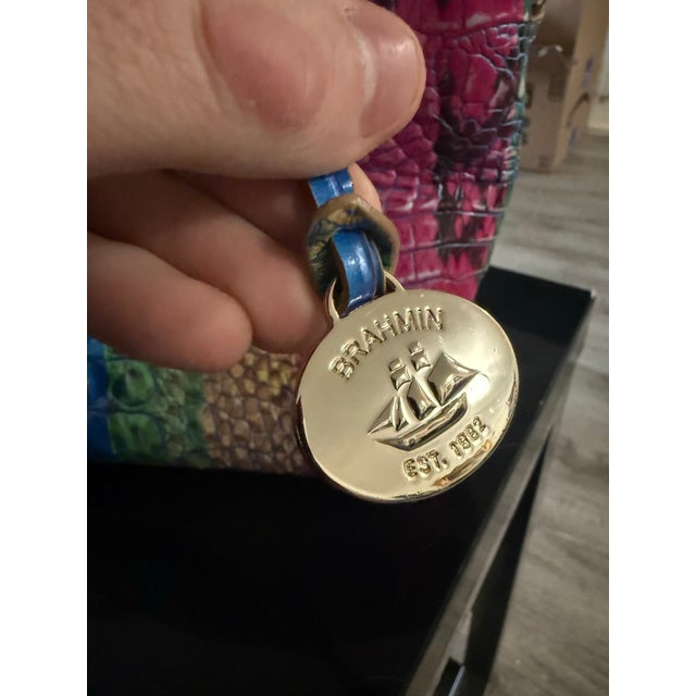 Animal Skin Brahmin Duxbury Azalea Rainbow Shoulder Satchel Bag Rare For Sale - Image 7 of 12