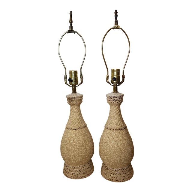 Pair of Vintage Late 20th Century Orange Peel Lamps For Sale