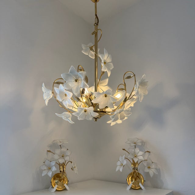 Florentine Chandelier and Wall Lamps in Murano Glass and Chrome by Paolo Venini, Italy, 1970s, Set of 3 For Sale - Image 18 of 18