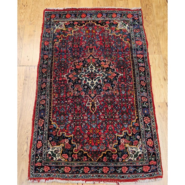 "Vintage Persian Bidjar area rug, hand-knotted during the 1st quarter of the 1900s. Originating from the renowned Bidjar...