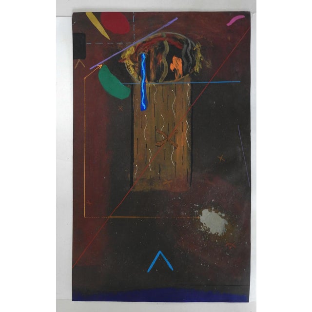 1970s Vintage 1970s Astract Pillar Painting in Earth Tones For Sale - Image 5 of 5