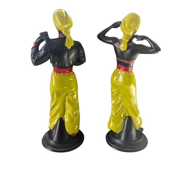 Mid-Century Modern Pair of Vintage Alexander Backer Blackamoor Chalkware Figurines For Sale - Image 3 of 13