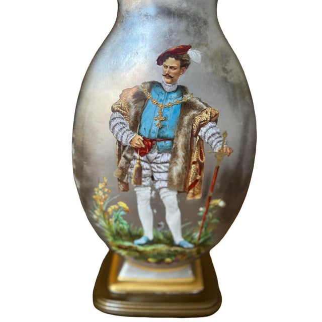 Renaissance Pair of Vintage Italian Hand-Painted Renaissance Style Table Lamps With Heraldic Motifs For Sale - Image 3 of 16