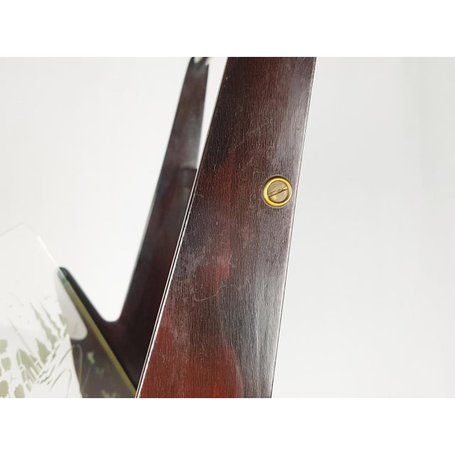 Italian Stained Plywood & Decorated Glass Magazine Rack, 1950s For Sale - Image 11 of 13