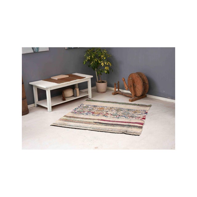 Vintage Decorative Turkish Kilim Rug - 4`7″ X 4`8″ Ft. For Sale In Los Angeles - Image 6 of 6