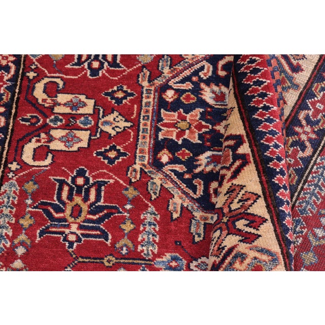 Tan Southwestern Super Kazak Red/Tan Wool Rug - 4'3'' X 5'8'' For Sale - Image 8 of 10