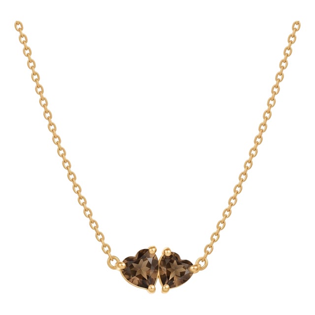Smoky Quartz Heart Necklace | Brown Gemstone Hear Shape Necklace | Heart Neckalce Birthday Gift For Sale