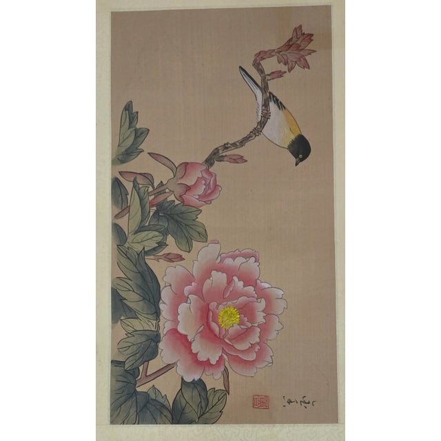 This exquisite pair of Chinese silk scroll prints, catalogued as Gi-453-5 and Gi-453-6, originates from Zhanjiang,...
