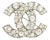 Chanel Silver CC Round Crystal Brooch For Sale