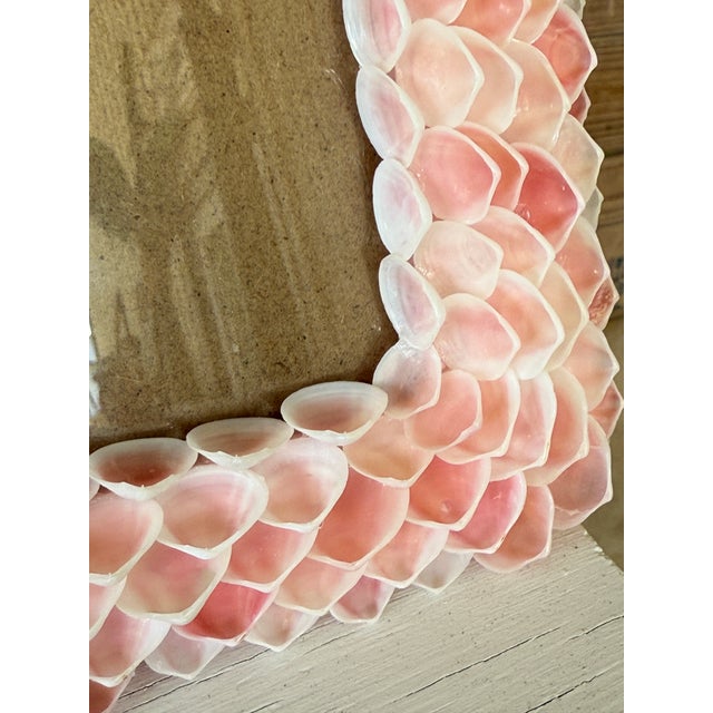 Coastal Custom Coastal Handcrafted Pink Seashell Picture Frame For Sale - Image 3 of 11