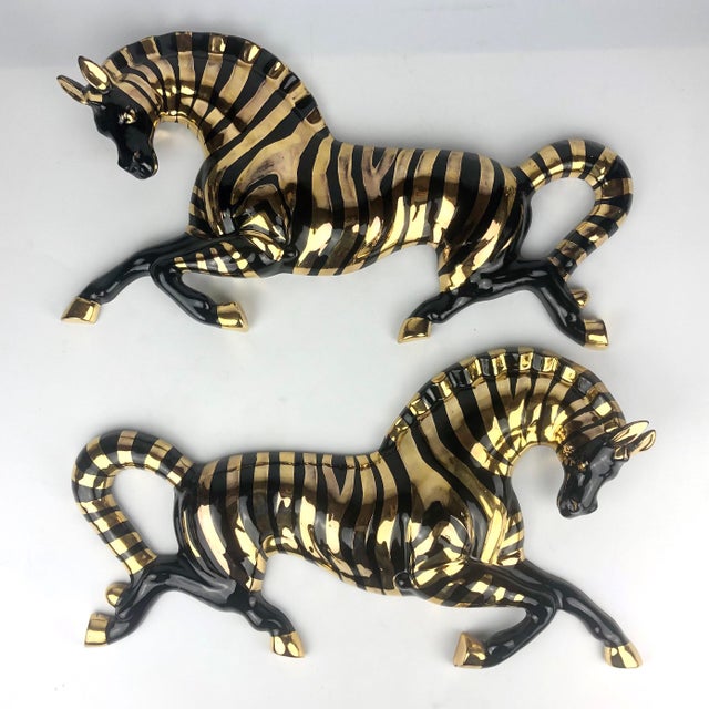 Vintage Deco Black & Gold Zebra Wall Sculpture a Pair Chairish
