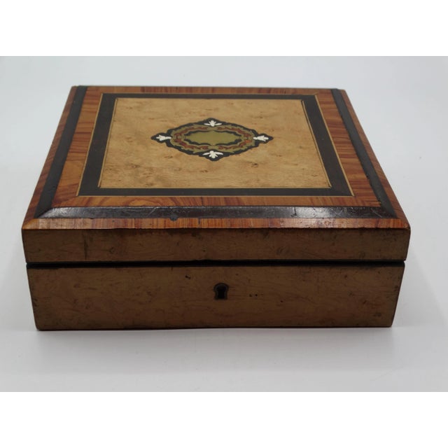 French Antique French Boulle & Marquetry Box For Sale - Image 3 of 8