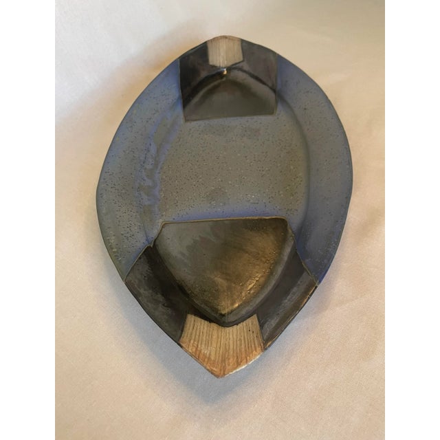 Vintage Southwestern Style Stoneware Platter, Blues & Black For Sale - Image 9 of 12