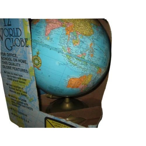 George F. Cram Company 12 World Globe Blue Ocean 12" Tabletop Globe, Champagne Base For Sale - Image 4 of 9