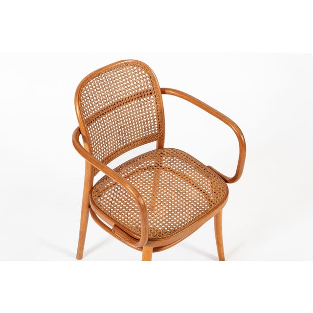 Vintage Bent Wood & Wicker Cafe Chairs by Josef Hoffman for Ligna For Sale In Detroit - Image 6 of 12