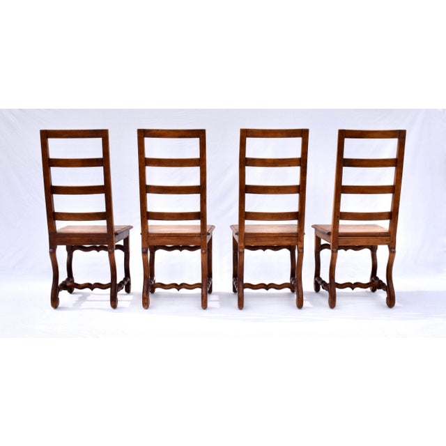 Set of Four Country French Folk Style Os De Mouton Dining Chairs, Oak, 1980s For Sale - Image 4 of 12