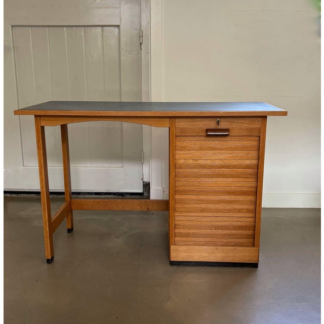 Art Deco Amsterdamse School Desk, the Netherlands, 1950s For Sale - Image 4 of 10