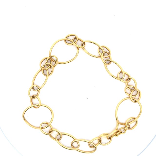 Mid-Century Modern Vintage Italian 18k Gold Modernist Open Link Necklace For Sale - Image 3 of 10