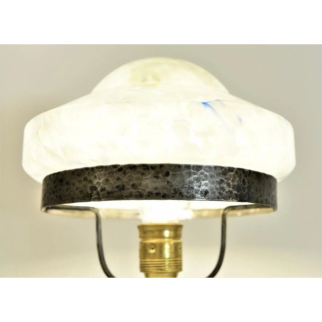 1920s Art Nouveau Wrought Iron and Glass Table Lamp Jugendstil, Sweden, 1920s For Sale - Image 5 of 13