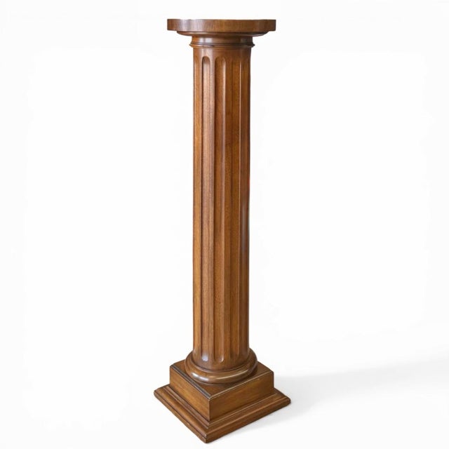 Wood Mid-20th Century Mahogany Neoclassical Pedestal With Ebonized Top For Sale - Image 7 of 7