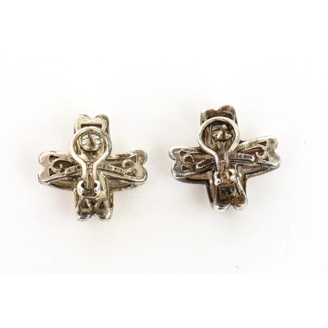Tiffany Sterling Silver Criss Cross Lever Back Earrings 1990's Pair Of For Sale - Image 11 of 12
