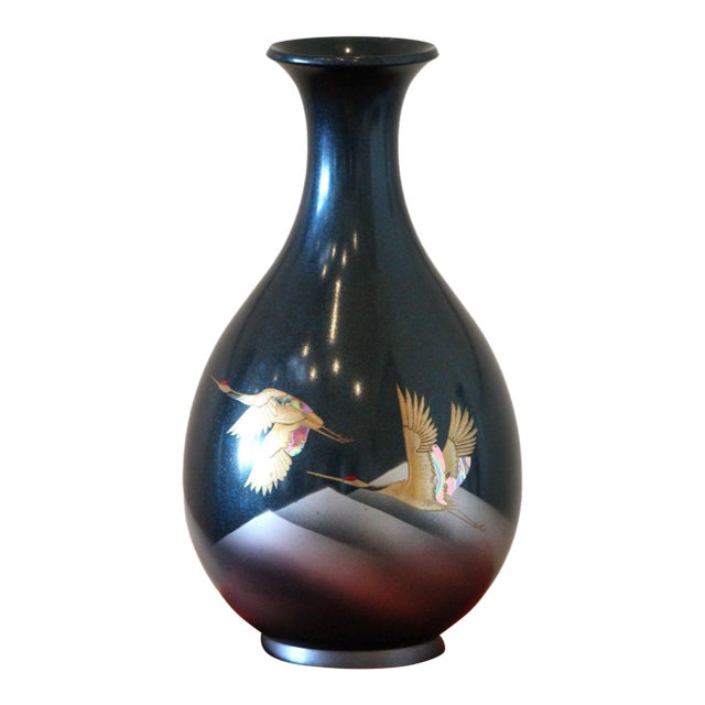 Beautiful, Elegant Vintage Japanese Houn-Style Takaoka Cast Bronze Vase For Sale